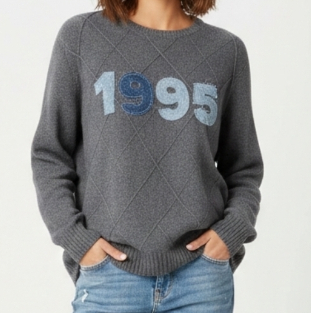 ReMADE By UO Urban Renewal 1995 Denim Patch Sweater, S/M **EACH ONE UNIQUE**